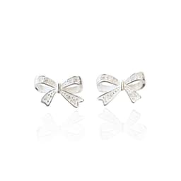 Aros Lazo Circon Blanco Plata Fina 925 Plateado TALLA UNICA