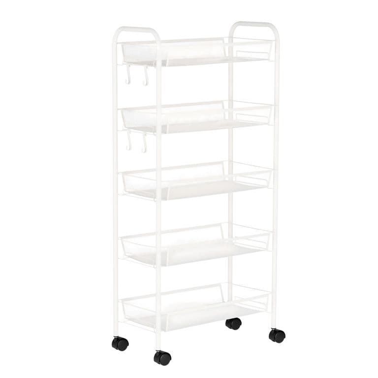 Carro Organizador Multiuso Acero Blanco 5 Bandejas Removibles