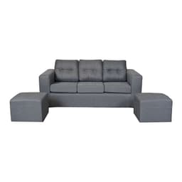 Sofa Nize 3 Cuerpos + 2 Pouf Tela Gris