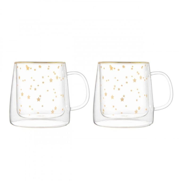 Set 2 Tazas Doble Pared 250ml Vidrio Borosilicato