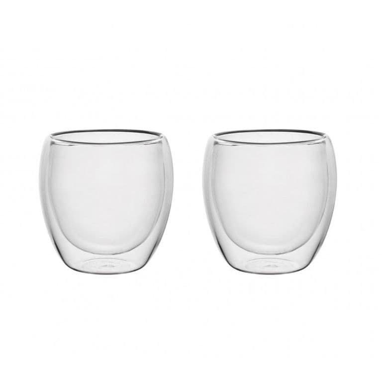 Set 2 Pzs Tazas Doble Pared 80ml Vidrio Borosilicato