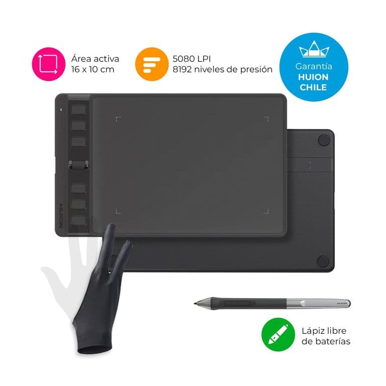 Tableta Grafica Inspiroy 2 S Black con Scroller y Guante - TG