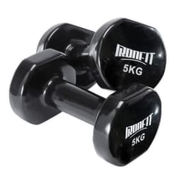 Par de Mancuernas Hexagonales Ironfit 5 kg c/u Recubiertas en Neopreno Color Negro