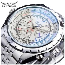 Reloj Automatico Deportivo para Hombre Movimiento Mecanico Cronografo Resistencia al agua Plateado TALLA UNICA