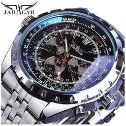 Reloj Automatico Jaragar Deportivo para Hombre Movimiento Mecanico Automatico Resistencia al agua Plateado TALLA UNICA