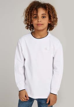 Polera Nino Pique Relaxed Tipping Blanco Blanco 45