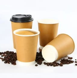 100 Vasos Cafe Kraft Vaso Desechables Doble Pared C/tapa 12oz