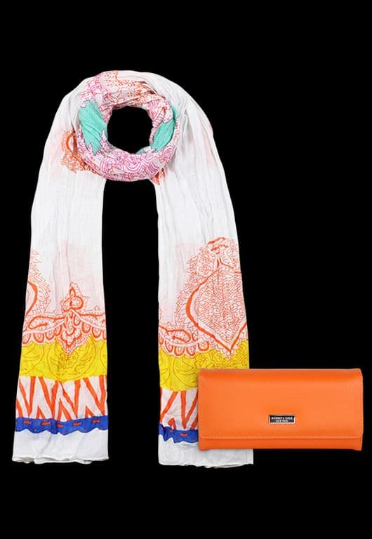 Pack Billetera Flap-Bessie orange + Panuelo Alcala Naranjo TALLA UNICA