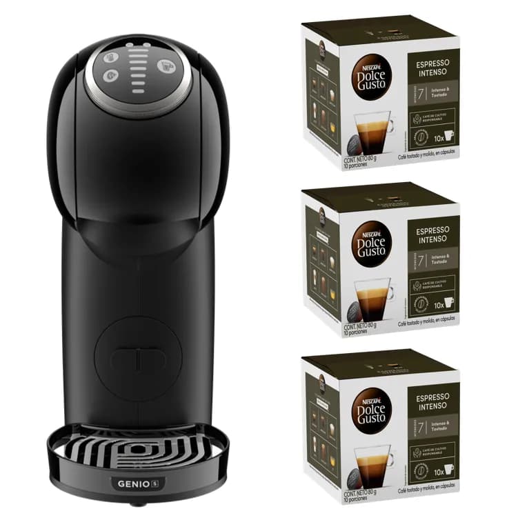 Cafetera Genio S Plus Black + Capsulas Espresso Intenso X3 Cajas