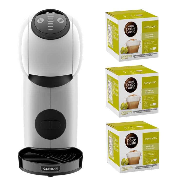 Cafetera Genio S White + Capsulas Cappucino X3 Cajas