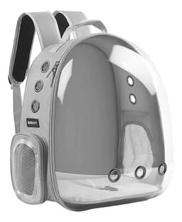 Mochila Bolso Transportes Transparente Mascotas - Gris