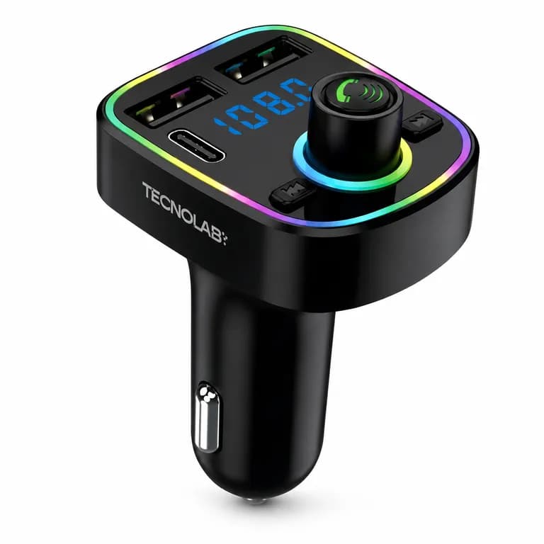 Transmisor FM Bluetooth + Puerto Quick Charge 20W 12/24V RGB