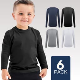 Pack 6 Camisetas Poleras Polar Nino Primera Capa Surtido Multicolor 5-6 ANOS