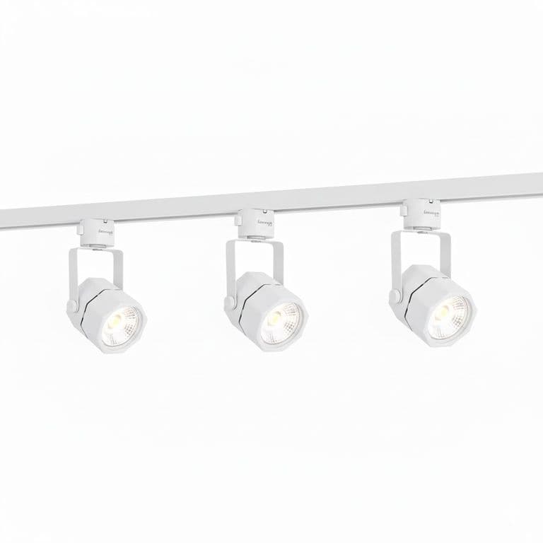 Lampara 3 Focos Blancos Hexagonal Luz Calida con Riel de 1 metro