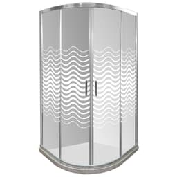 Shower Curvo Barra a Piso Travertino con Lineas Curvas 90x90 cm