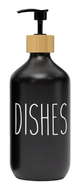 Dispensador Jabon Bano Alcohol Gel Decorativo Hands Dishes - Negro