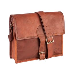 Bolso Bandolera De Cuero Natural Marron Version Grande Marron TALLA UNICA