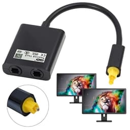 Splitter Optico Fibra Toslink Digital 1 En 2 Salida De Audio Negro