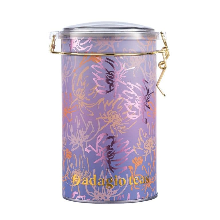 Tarro Grande Azul Gradient Flores Almacenador de Te 8 Oz