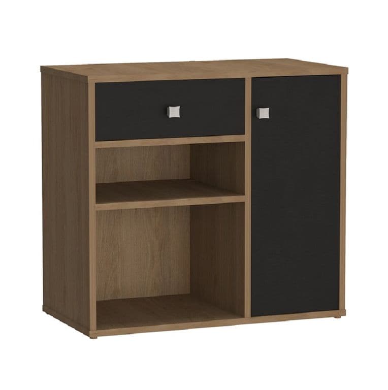 Mueble Multiuso Con Puerta Y Cajon Miel Negro Moveli