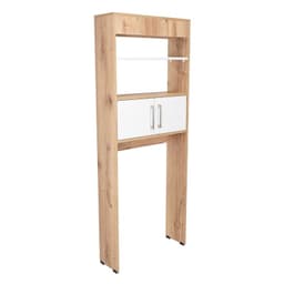 Estante Bano WC 2 Puertas 3 Repisa - Cafe claro y Blanco 160x62.4x20.3 cm
