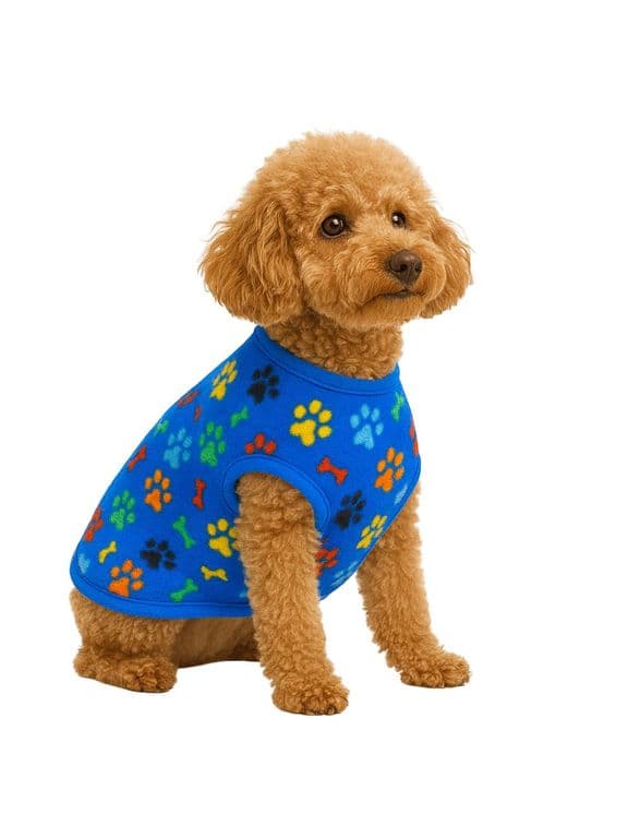 Capa de Polar para perro talla L 40 CM poodle, Shih Tzu - Azul - L