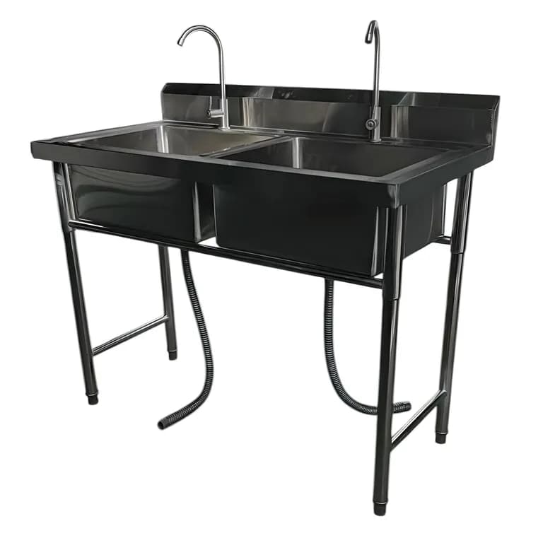 Lavafondos Doble Acero Inox. 120x60x90 cm. Con Griferia