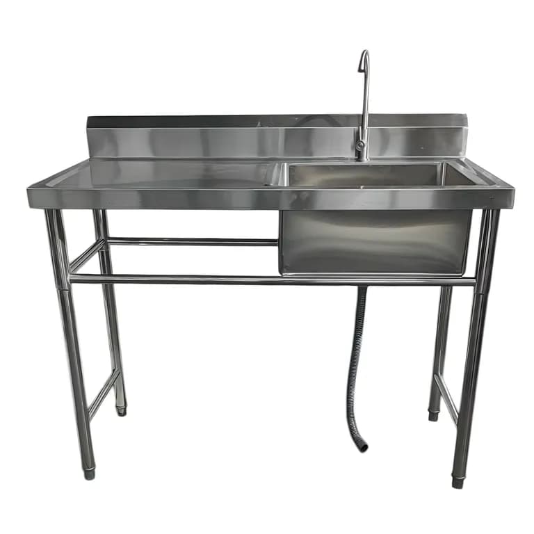 Lavafondos Acero Inox. 120x60x90 cm. Secador izquierdo