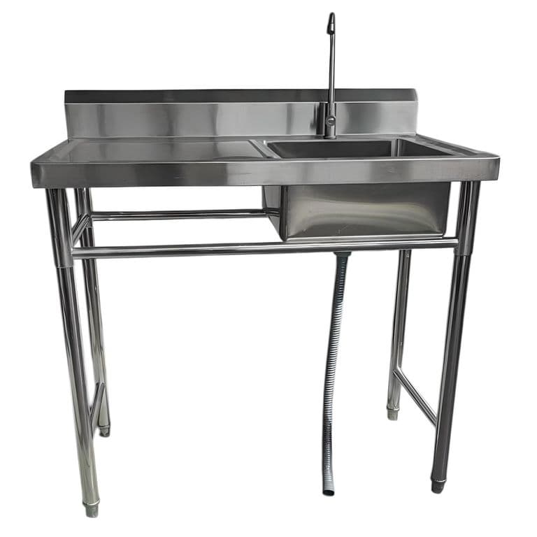 Lavafondos Acero Inox. 100x60x90 cm. Secador izquierdo