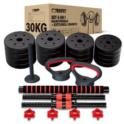 Set Mancuernas + Barra + Kettlebell Unibles 30kg.