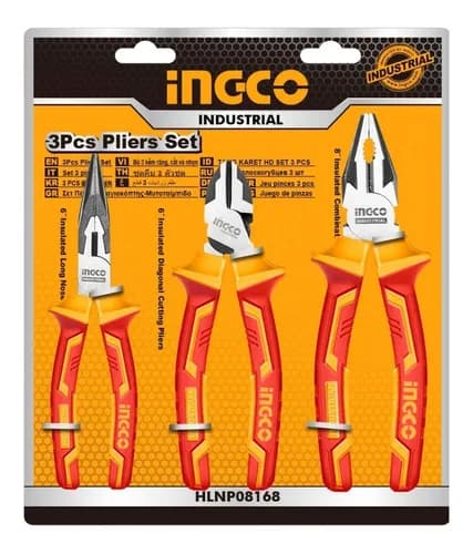 Set Alicates Industrial Aislado Vde 3 Piezas