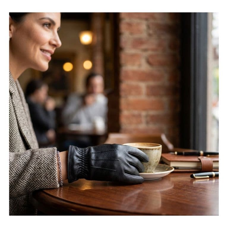 Guantes de Cuero Sintetico Premium para Invierno - Termicos y Elegantes Negro TALLA UNICA