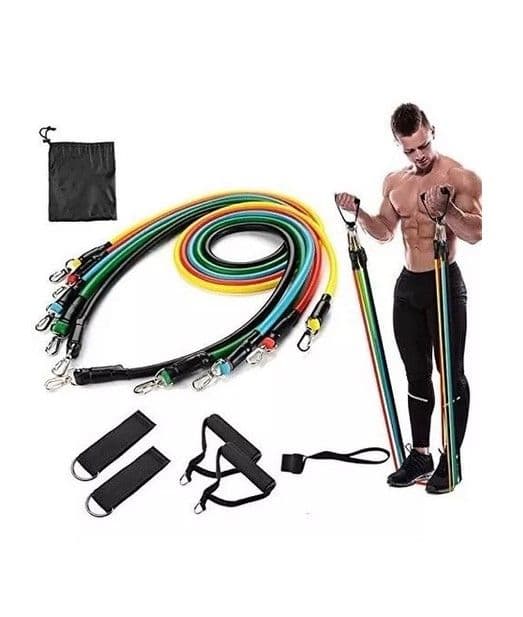 Set 5 Bandas Elasticas Resistencia Fitness y 5 Agarres