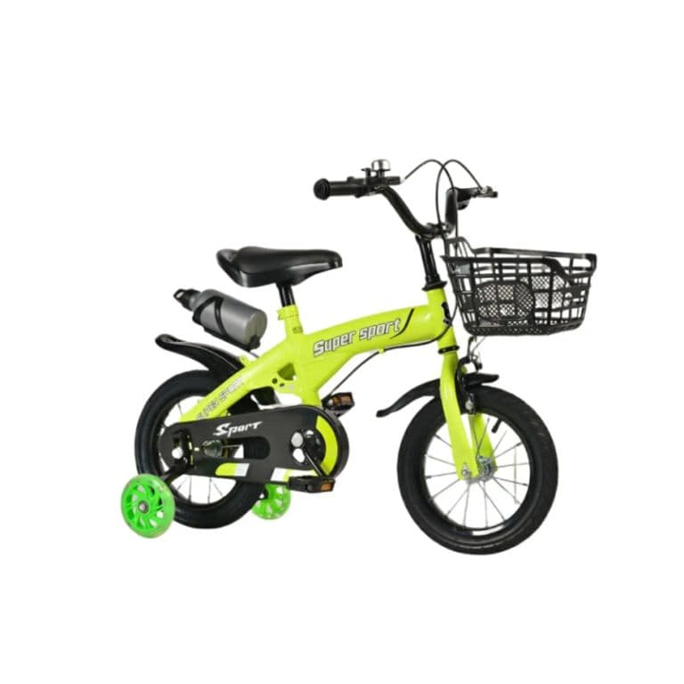 Bicicleta Aro 12 con Cesta, Ruedas y Botellon de Agua Verde Verde M