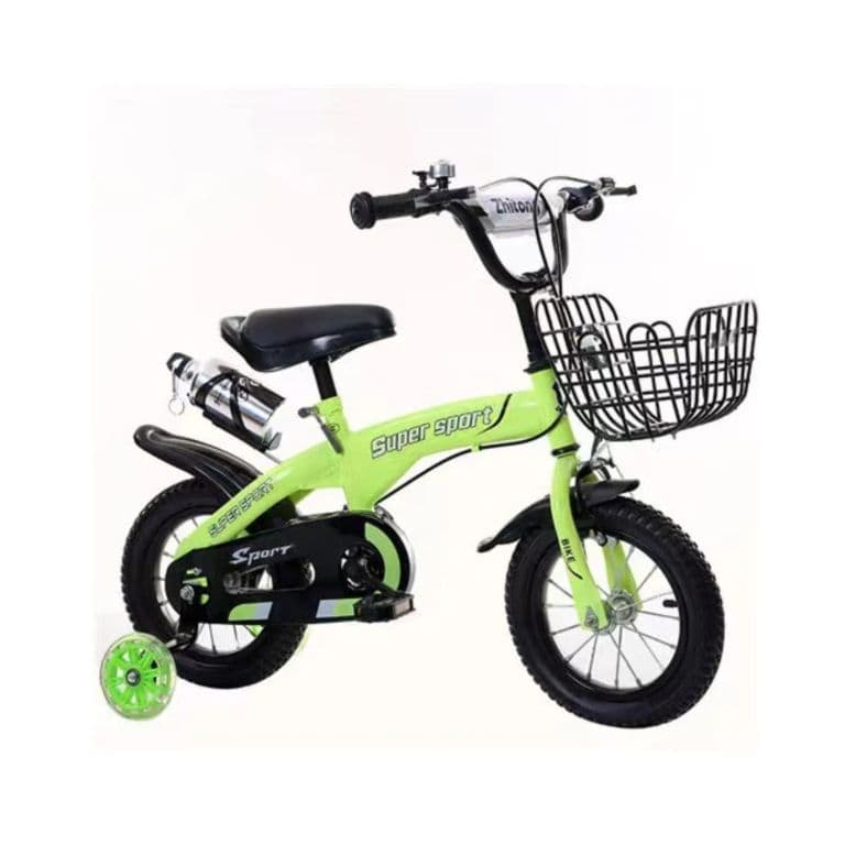 Bicicleta Aro 16 con Cesta, Ruedas y Botellon de Agua Verde Verde M