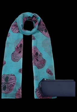 Pack Billetera Delia azul + Panuelo Omani turquesa Azul TALLA UNICA