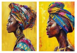Cuadro Canvas Imagen Miss Afro en lienzo Pack X2 Uds 30x50cm Cu