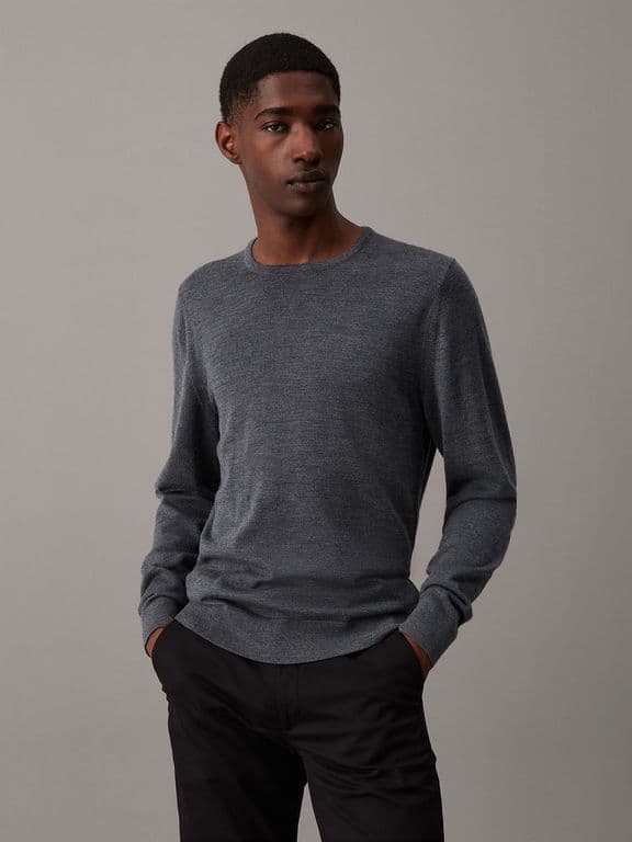 Sweater Superior Wool Crew Neck Swea Gris Gris S