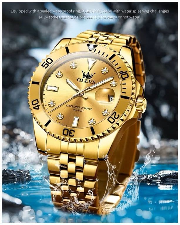 Reloj Dorado para Hombre con Estilo Deportivo y Elegancia Clasica Dorado TALLA UNICA
