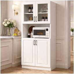 Mueble De Cocina De Pata Estante Con Vidrio 60x36x176cm YN700113
