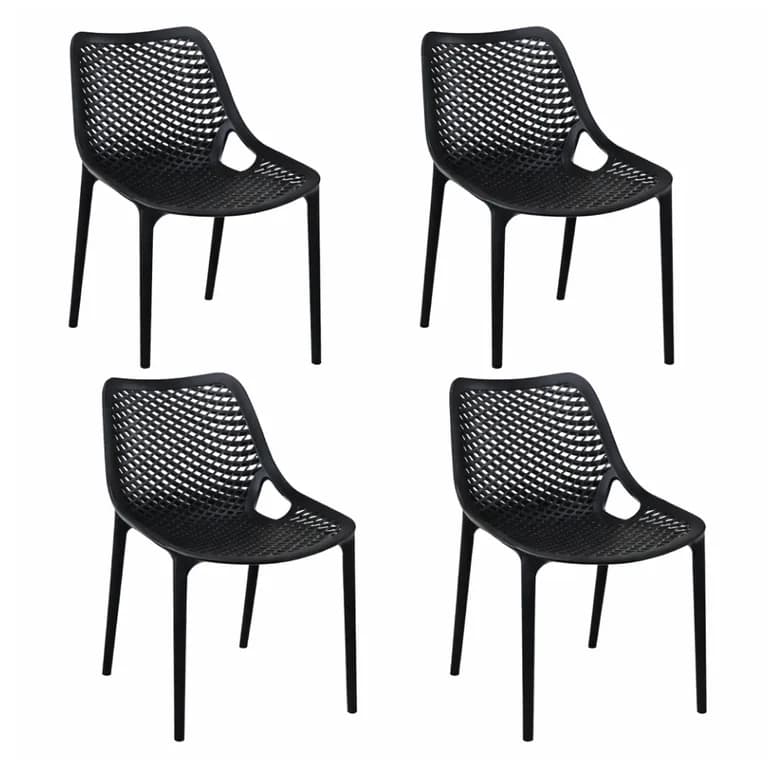 Pack 4 Sillas Terraza City polipropileno - Negro Negro