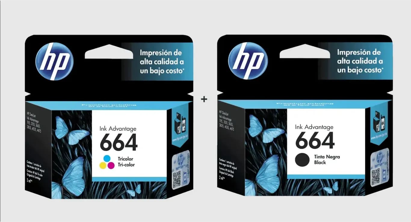 Pack tintas 664 Negra + 664 Tricolor
