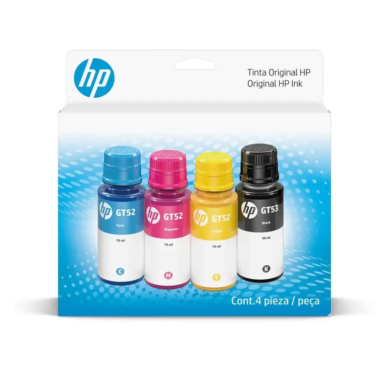 Pack de 4 tinta GT53/GT52 Original Negro, Cyan, Magenta, Amarillo