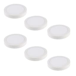 6 Focos Panel Led 18W Redondo Sobrepuesto 225mm Luz Fria