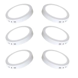 6 Focos Panel Led 18W Redondo Sobrepuesto 225mm Luz Neutra