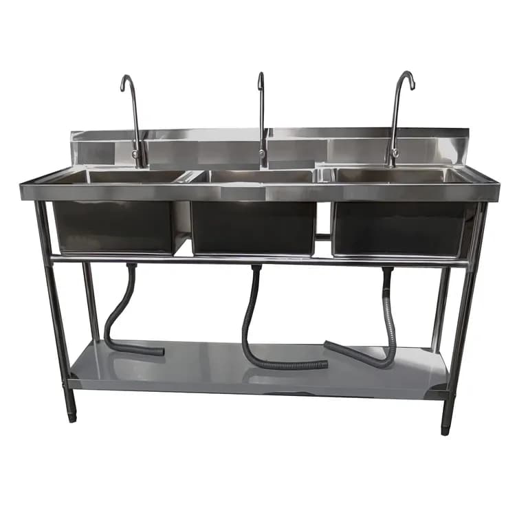 Lavafondos Triple Acero Inox. 150x60x90 cm.