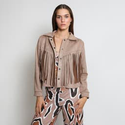 Chaqueta Flecos Corta Beige Beige S