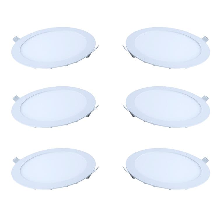 6 Focos Panel Led 24W Redondo Embutido 170/158mm Luz Calida