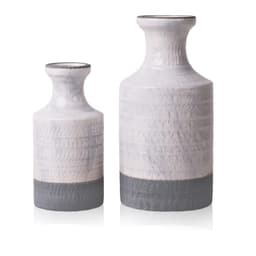 Set 2 jarrones de ceramica bicolor blanco/gris