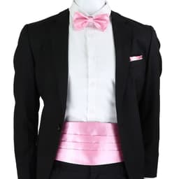 Set faja formal ajustable poliester corbatin y pano para matrimonio Rosa TALLA UNICA